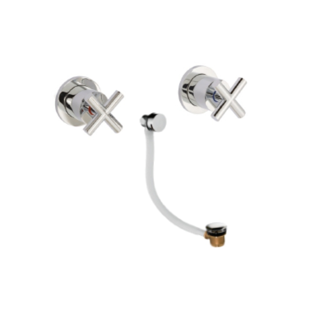 product cut out image of JTP Solex Chrome Wall Mounted Concealed Valves with Overflow Bath Filler and Click Clack Waste